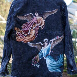Angel Reverse Applique Denim Jacket Shirt